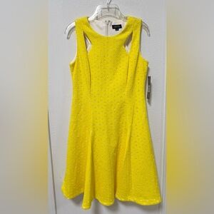 Tahari ASL Women’s Sleeveless Cutout Fit & FlareYellow Dress Size 8